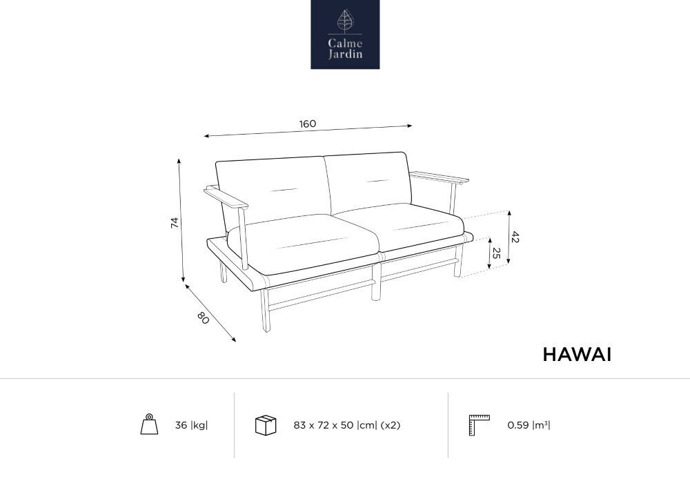 Ulkosohva Calme Jardin Hawai, beige hinta ja tiedot | Puutarhatuolit | hobbyhall.fi