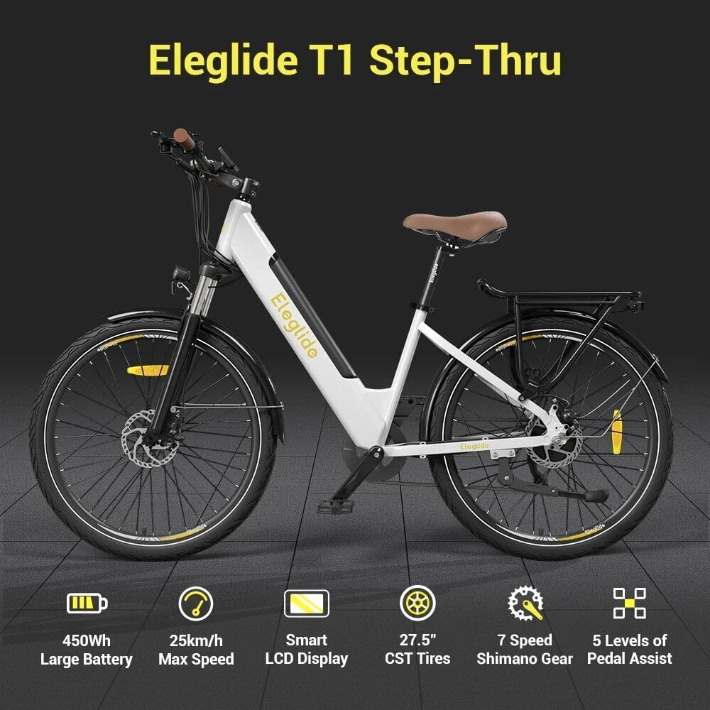 Sähköpyörä Eleglide T1 Step-Thru, 27,5", valkoinen hinta ja tiedot | Sähköpyörät | hobbyhall.fi