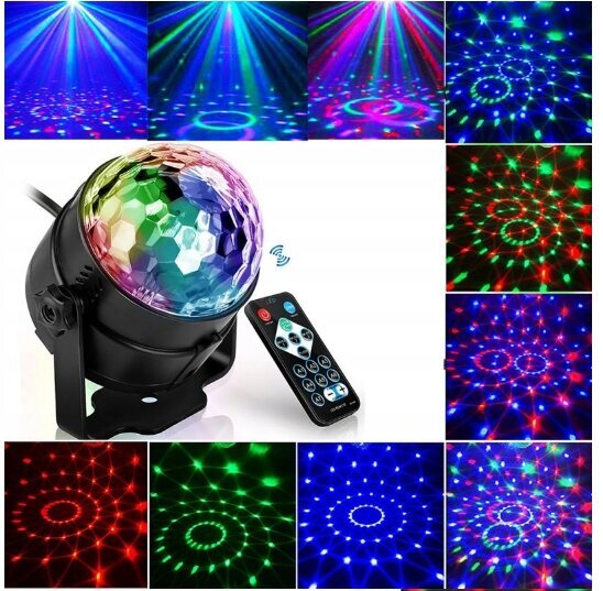 LED RGB DISCO BALL Seitsemän väriyhdistelmää FLASH-toiminto hinta ja tiedot | Pöytävalaisimet | hobbyhall.fi