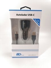 Kaksois-USB autolaturi MD Sininen 3.1A 12V + 1m kaapeli USB - USB C hinta ja tiedot | Puhelimen laturit | hobbyhall.fi