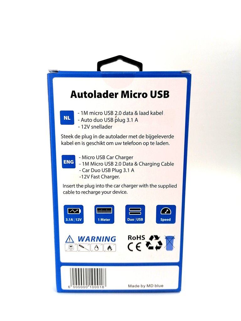 MD Blue 3.1A 12V + 1m johto USB - Micro USB MD Blue 3.1A 12V + 1m johto USB - Micro USB hinta ja tiedot | Puhelimen laturit | hobbyhall.fi