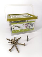 Ulkona käytettävät puuruuvit, torx, C3, 4,5 x 60 /36, 100 kpl + torx-kärki ilmaiseksi. hinta ja tiedot | ROBUS Kodin remontointi | hobbyhall.fi