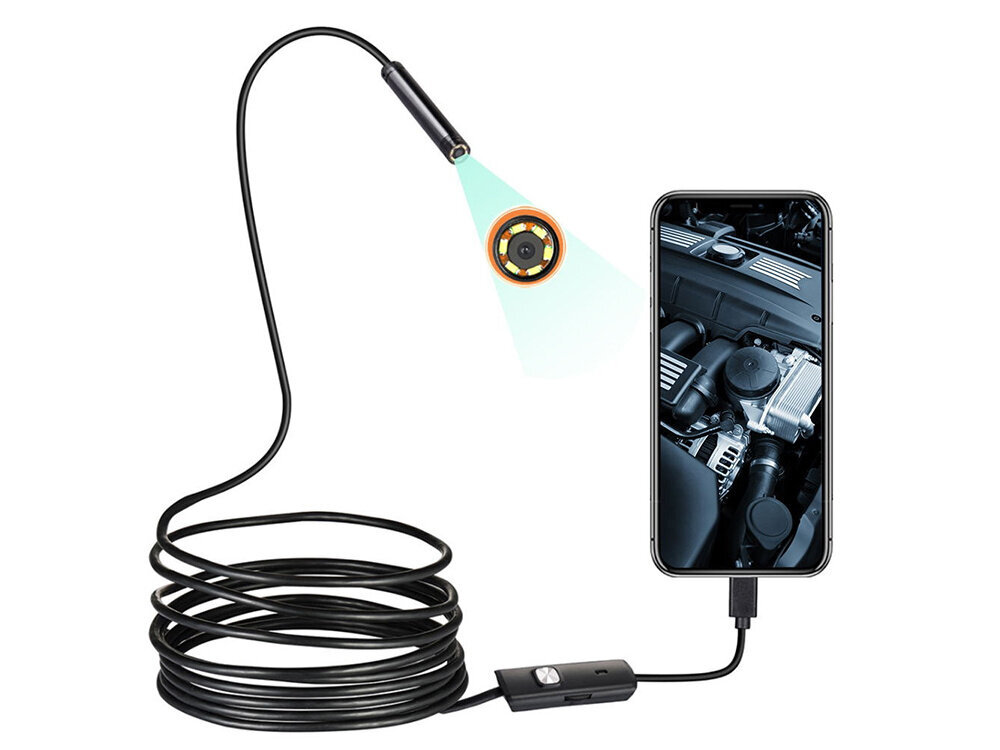 Endoskooppikamera 5,5 mm puhelimille, pituus 5 m, vesitiivis, LED, micro USB hinta ja tiedot | Älylaitteiden lisätarvikkeet | hobbyhall.fi
