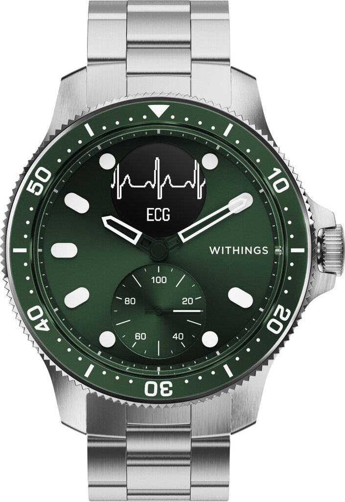 Withings Scanwatch Horizon 43mm Silver/Green hinta ja tiedot | Älykellot | hobbyhall.fi