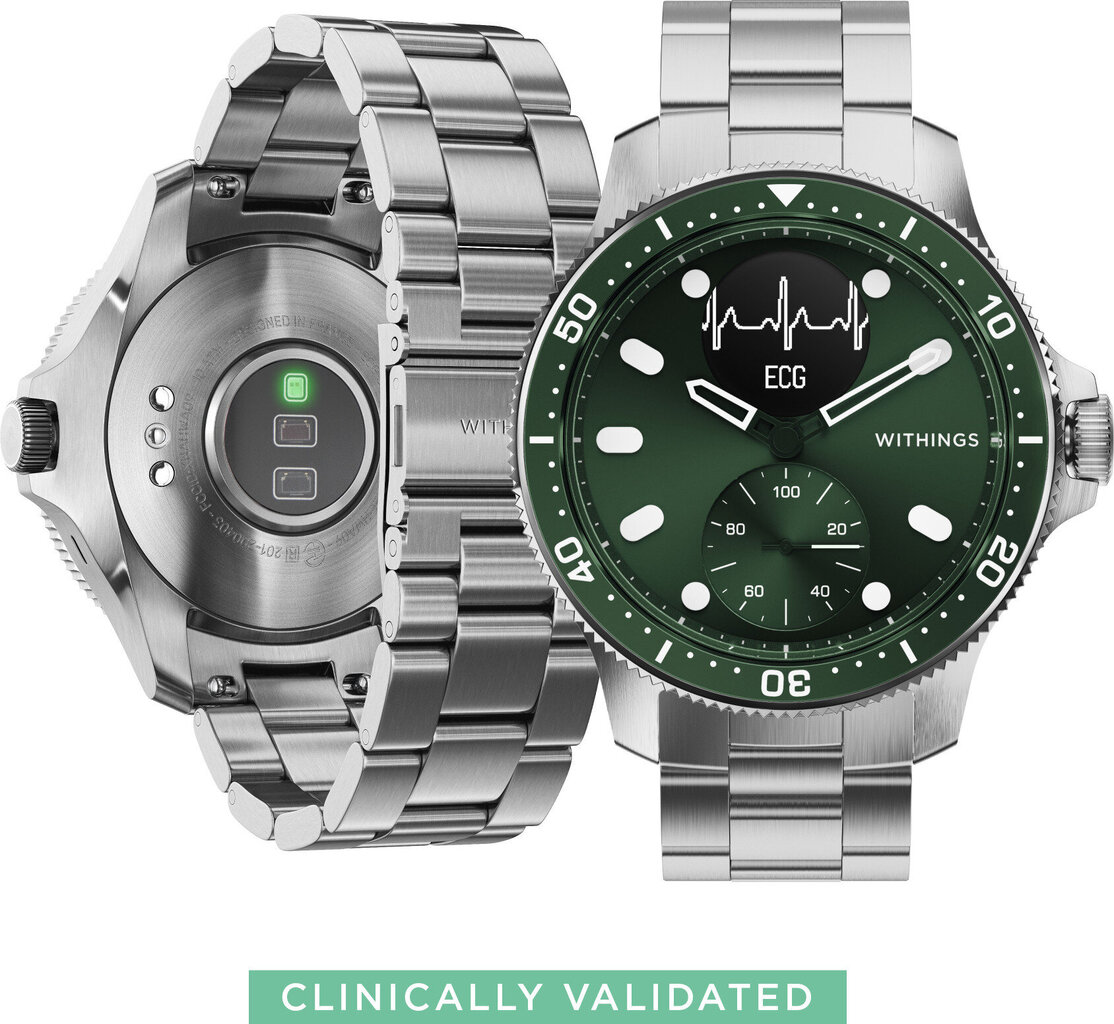 Withings Scanwatch Horizon 43mm Silver/Green hinta ja tiedot | Älykellot | hobbyhall.fi