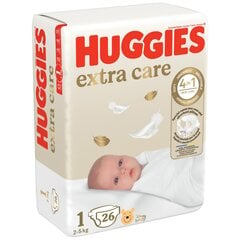 Vaipat Huggies Soft 1 (2-5 kg) Newborn, 4 x 26 kpl. hinta ja tiedot | Huggies Lapset | hobbyhall.fi