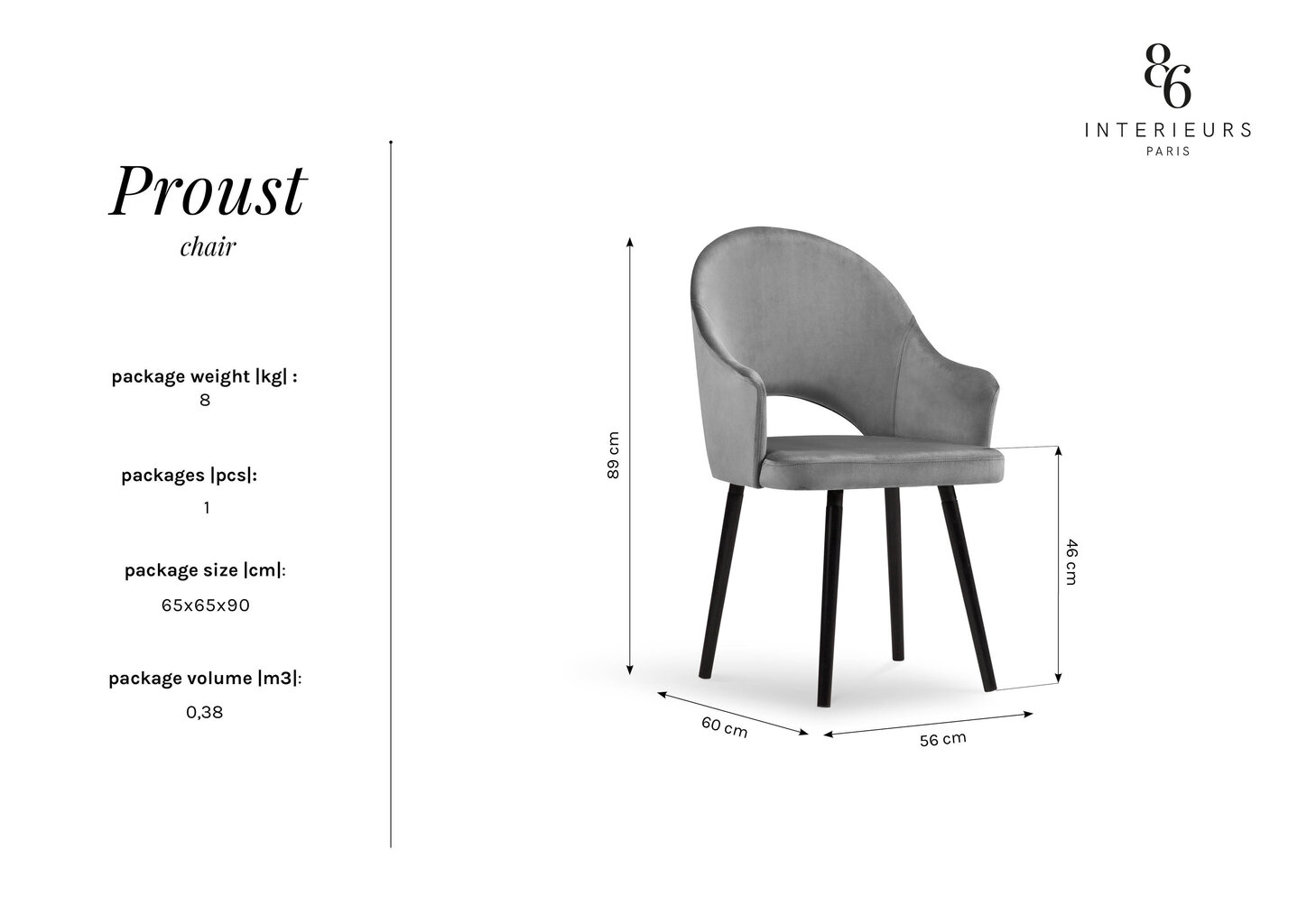 Tuoli Interieurs86 Proust 89, sininen hinta ja tiedot | Ruokapöydän tuolit | hobbyhall.fi