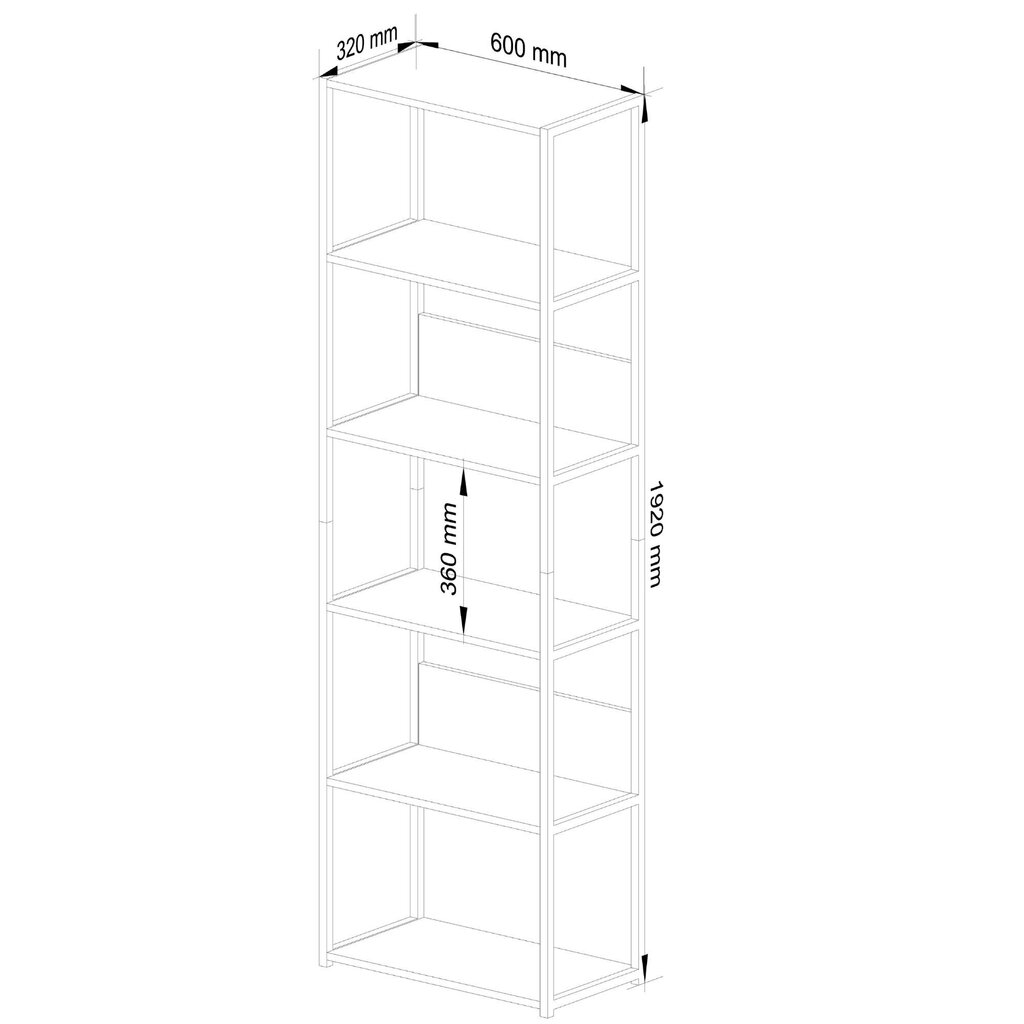 Metallihylly, 60x32x192 cm, musta hinta ja tiedot | Hyllyt | hobbyhall.fi