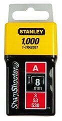 Kiinnikkeet Stanley 10 mm 1000 kpl, tyyppi A 1-TRA206T hinta ja tiedot | Käsityökalut | hobbyhall.fi