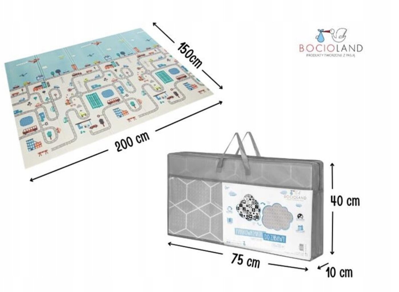 Taitettava kaksipuolinen leikkimatto 200 x 150 x 1 cm hinta ja tiedot | Vauvan lelut | hobbyhall.fi