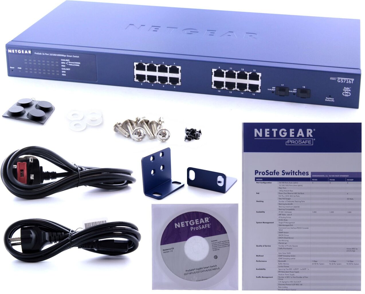 Netgear GS716T-300EUS, ethernet-kytkin hinta ja tiedot | Reitittimet ja modeemit | hobbyhall.fi