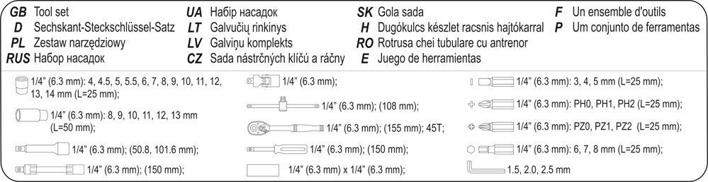 Sthor 58641 -työkalusarja, 42 kpl hinta ja tiedot | Käsityökalut | hobbyhall.fi