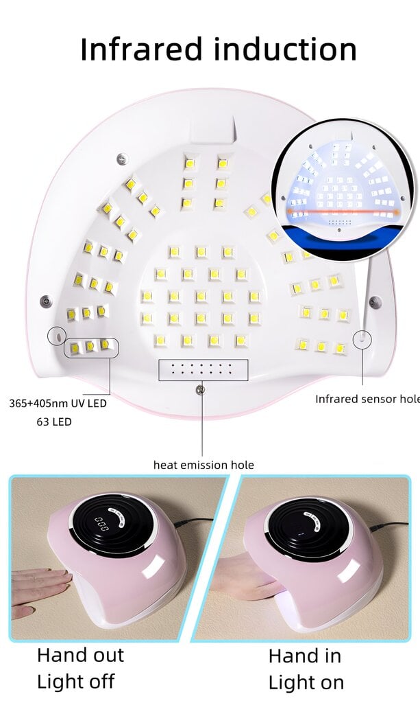 2in1 UV/LED kynsilamppu LIVMAN SUN C2, 288W hinta ja tiedot | Manikyyri ja pedikyyri | hobbyhall.fi