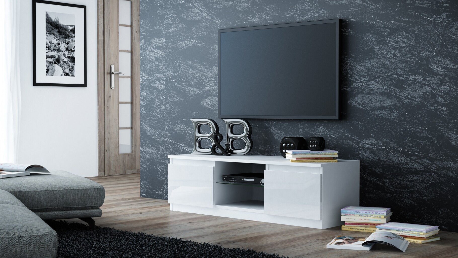 TV-pöytä 4560550 140cm, valkoinen hinta ja tiedot | TV-tasot | hobbyhall.fi