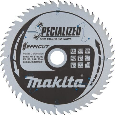 Sahan terä Makita 165 x 20 x 1,45 mm 56T hinta ja tiedot | Käsityökalut | hobbyhall.fi