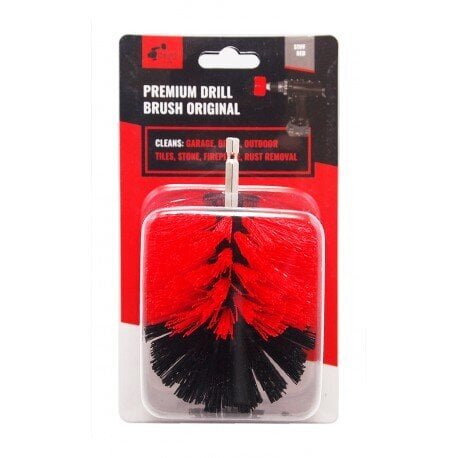 Ammattimainen puhdistusharja Premium Drill Brush by Kornely, vahva, punainen hinta ja tiedot | Käsityökalut | hobbyhall.fi