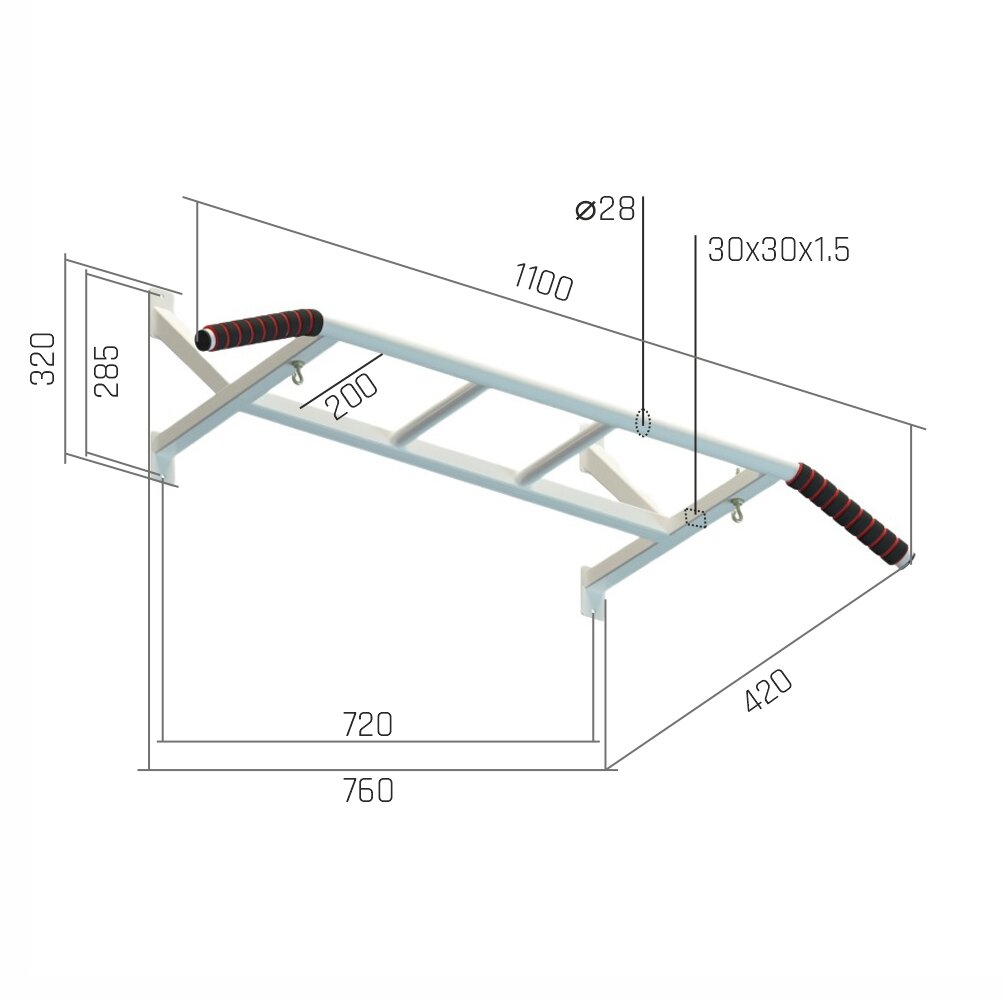 "CLASSIC-1" Valkoisen värinen seinään kiinnitettävä poikittaispalkki , 150kg asti hinta ja tiedot | Leuanvetotangot | hobbyhall.fi