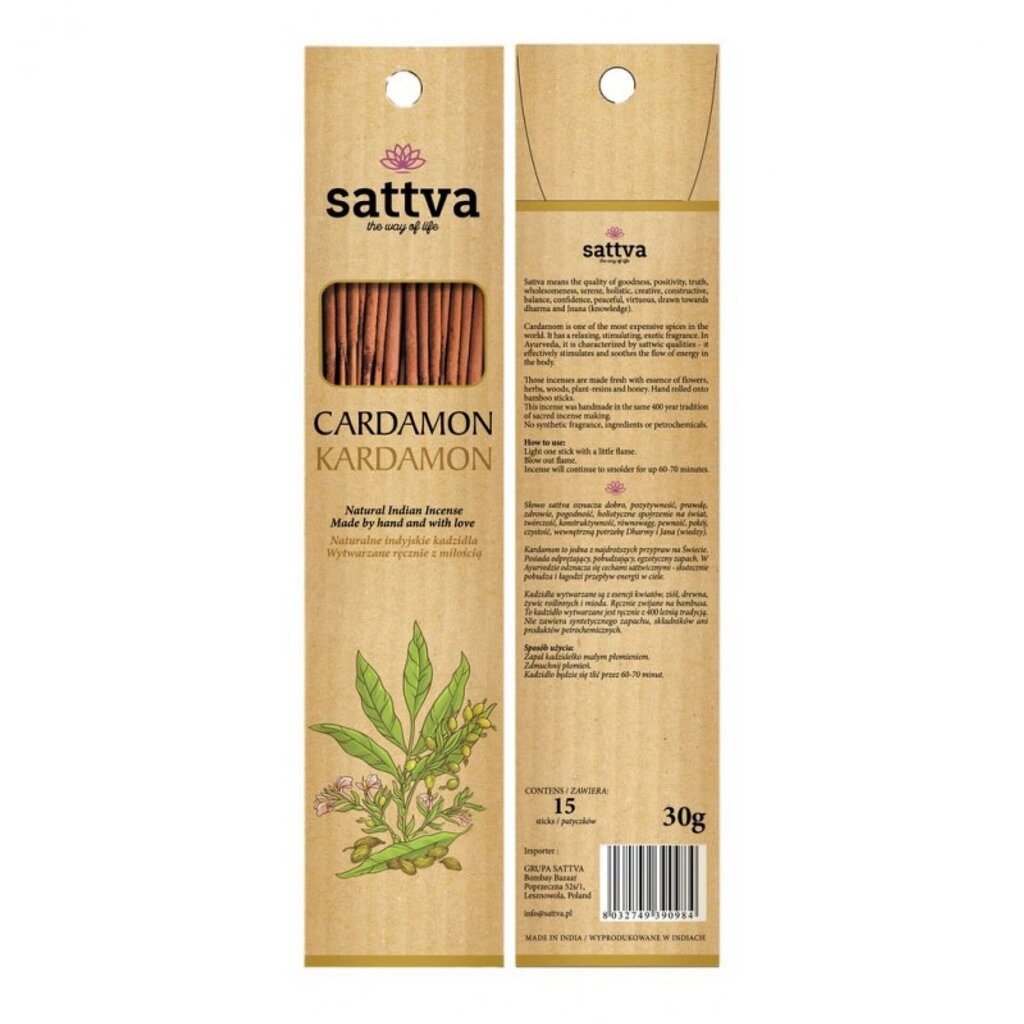 Suitsuketikut, kardemumma 30G (15 KPL) SATTVA hinta ja tiedot | Huonetuoksut | hobbyhall.fi