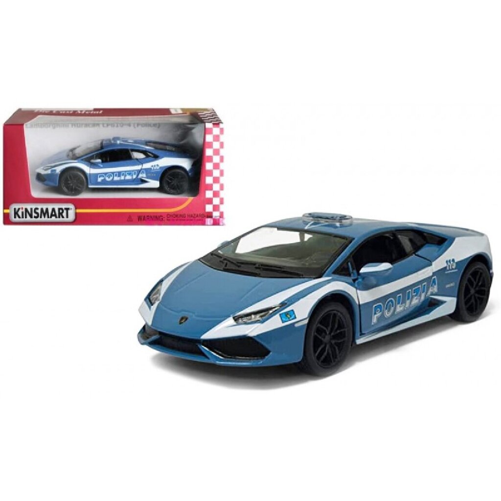 Metallinen poliisimalliauto Lamborghini Huracan LP610-4 1:36, 1981 hinta ja tiedot | Poikien lelut | hobbyhall.fi