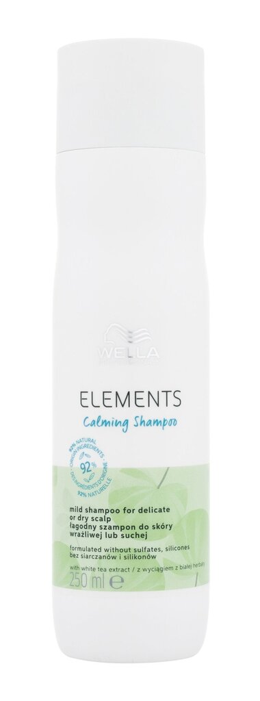 Rauhoittava shampoo Wella Professionals Elements Calming Shampoo 250ml hinta ja tiedot | Shampoot | hobbyhall.fi