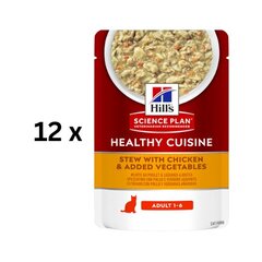 Pataruoka aikuisille kissoille Hill's Science Plan Health Cuisine with Chicken and Vegetables, 12 x 80 g hinta ja tiedot | Kissanruoka | hobbyhall.fi