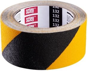 Liukumaton teippi Scley (0390-320548), 48 mm x 5 m, keltainen/musta hinta ja tiedot | Käsityökalut | hobbyhall.fi