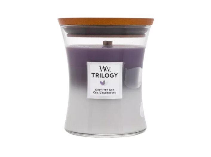 WoodWick Tuoksukynttilä Trilogy Amethyst Sky 275 g hinta ja tiedot | Kynttilät ja kynttilänjalat | hobbyhall.fi