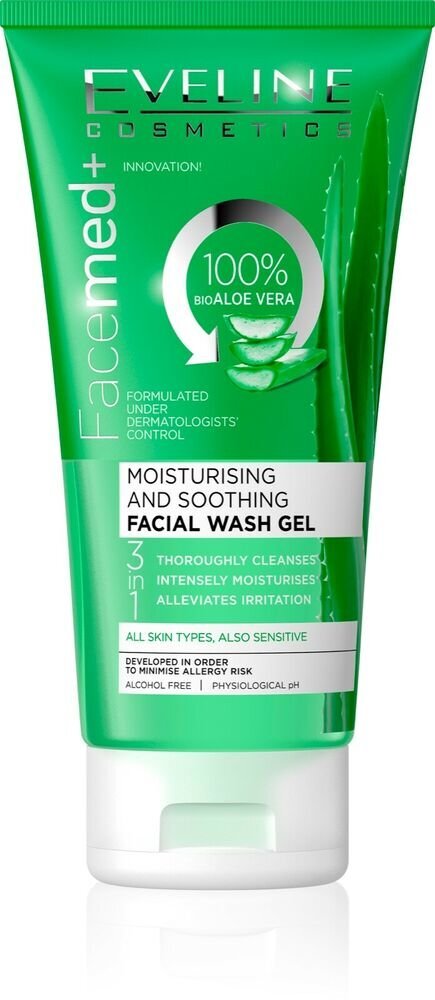 Eveline Cosmetics Facemed + Aloe Vera, Kosteuttava sekä rauhoittava kasvojen puhdistuvoide, 150 ml hinta ja tiedot | Kasvojen puhdistusaineet | hobbyhall.fi