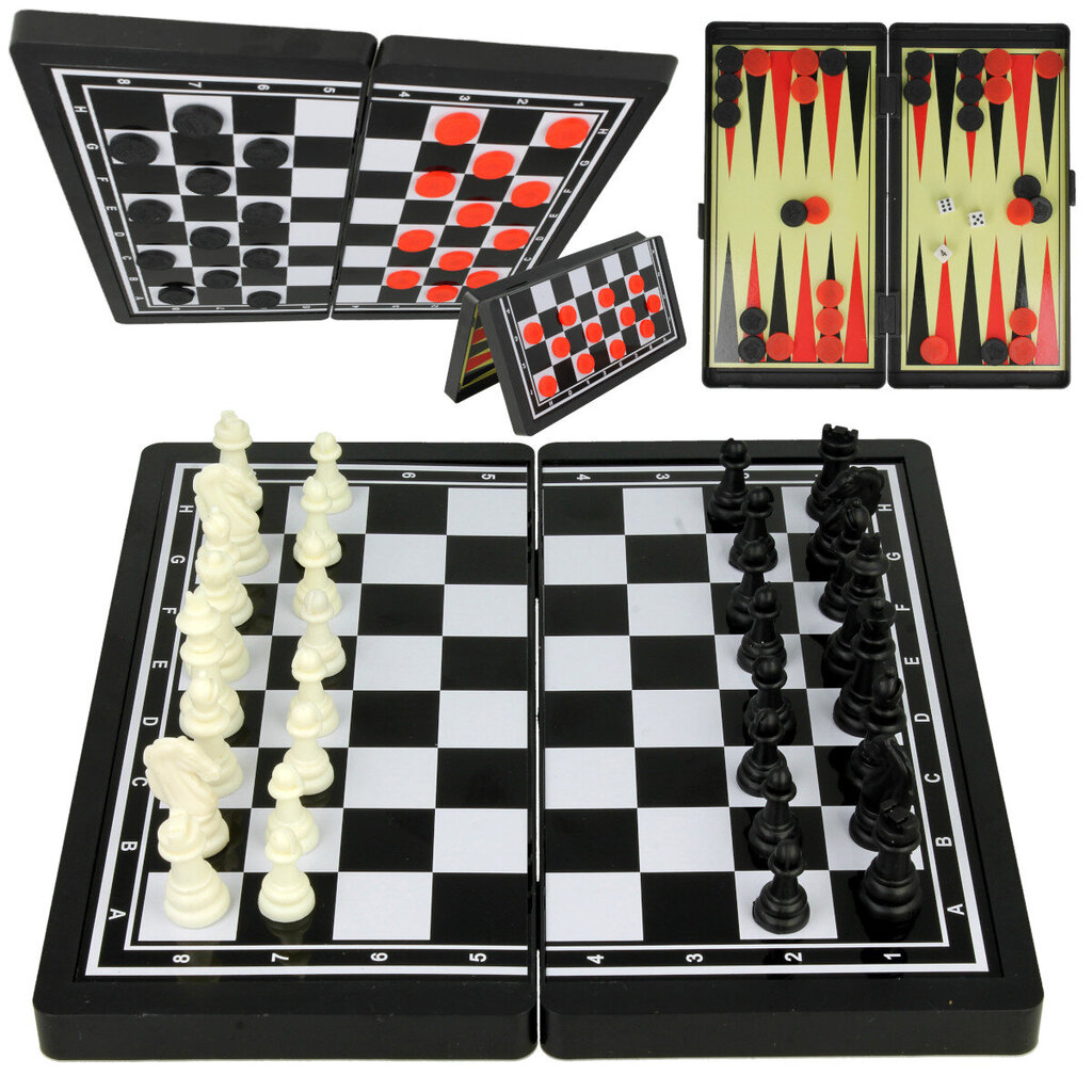 Magneettitammi, shakki ja backgammon 3 in 1 -sarja hinta ja tiedot | Lautapelit ja älypelit | hobbyhall.fi