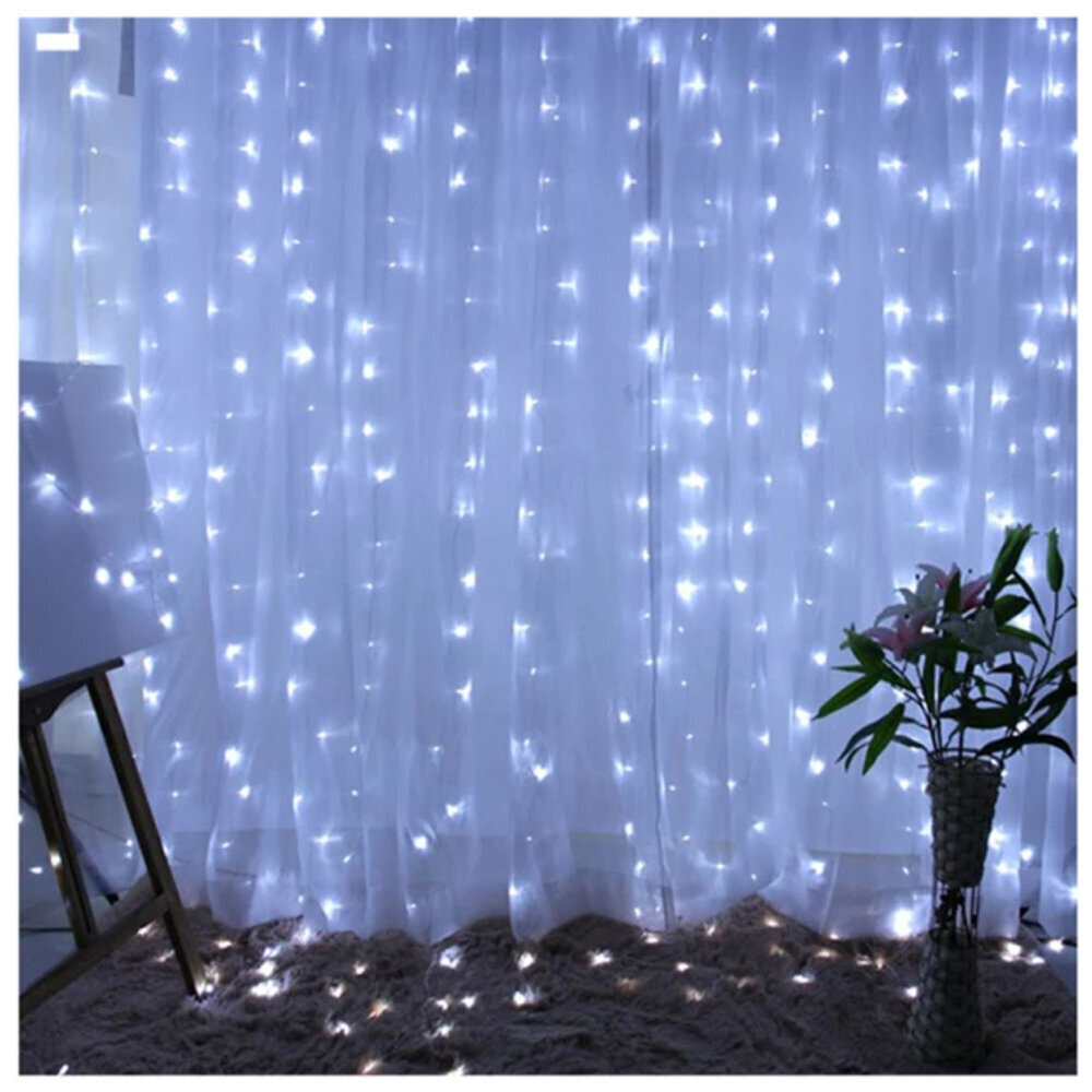 LIVMAN string verho, 300 LED 3x3 m, valkoinen hinta ja tiedot | Jouluvalot | hobbyhall.fi