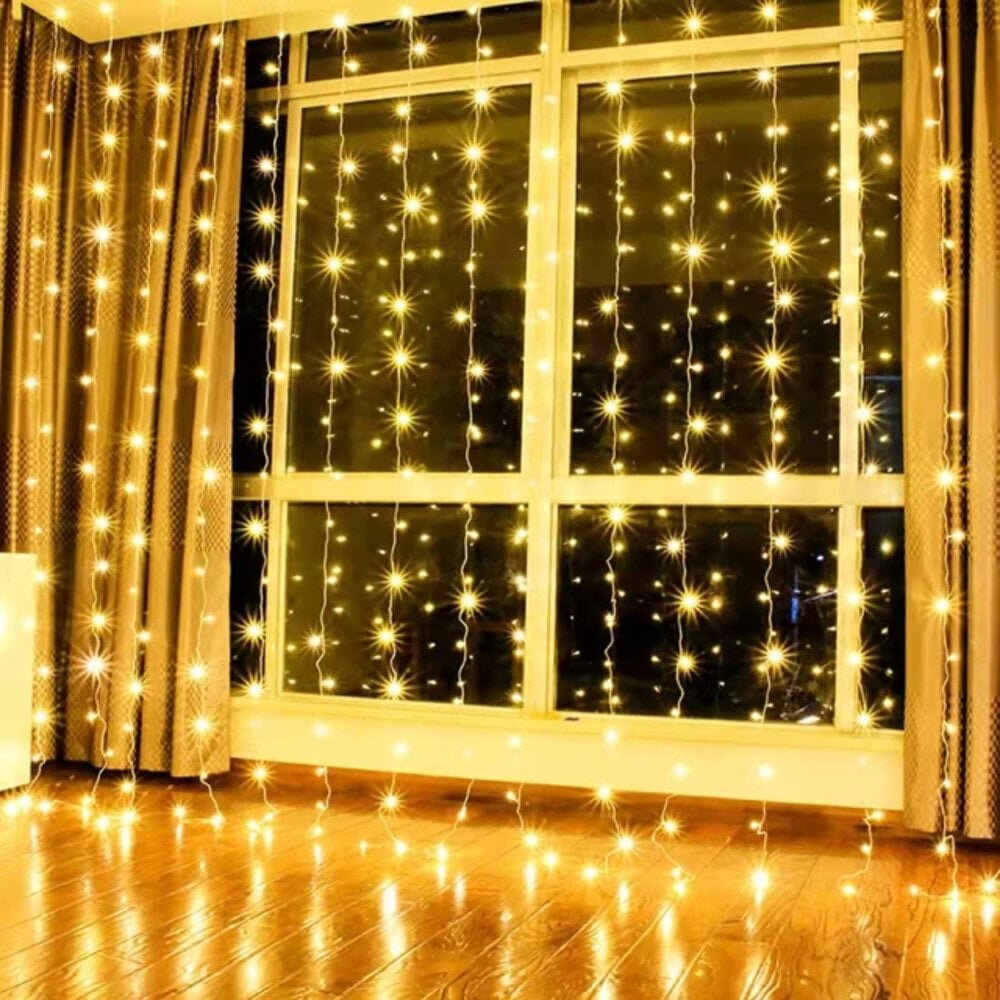 String verho, 300 LED 3x3 m, keltainen hinta ja tiedot | Jouluvalot | hobbyhall.fi