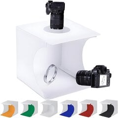 Taitettava valokuvavalolaatikko kahdella LED-nauhalla, 6 taustaväriä ja kuljetuslaukku, Livman, LM-003 hinta ja tiedot | Valokuvaustarvikkeet | hobbyhall.fi