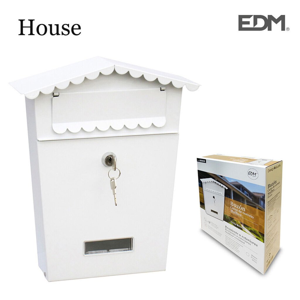 Postilaatikko EDM House Teräs Valkoinen (21 x 6 x 30 cm) hinta ja tiedot | Postilaatikot ja talonumerot | hobbyhall.fi