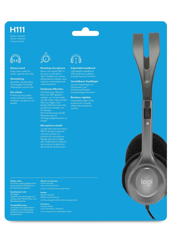 Logitech Stereo headset H111 Single 3.5 hinta ja tiedot | Kuulokkeet | hobbyhall.fi