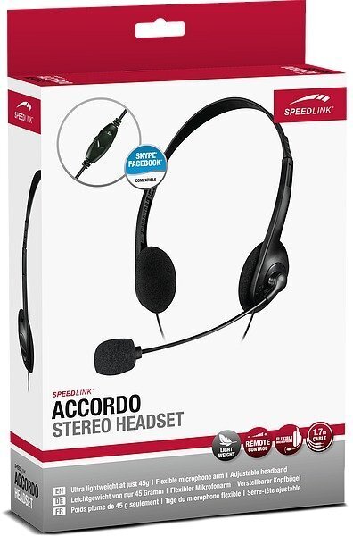 Speedlink-kuulokkeet + mikrofoni Accordo (SL-870003-BK) hinta ja tiedot | Kuulokkeet | hobbyhall.fi