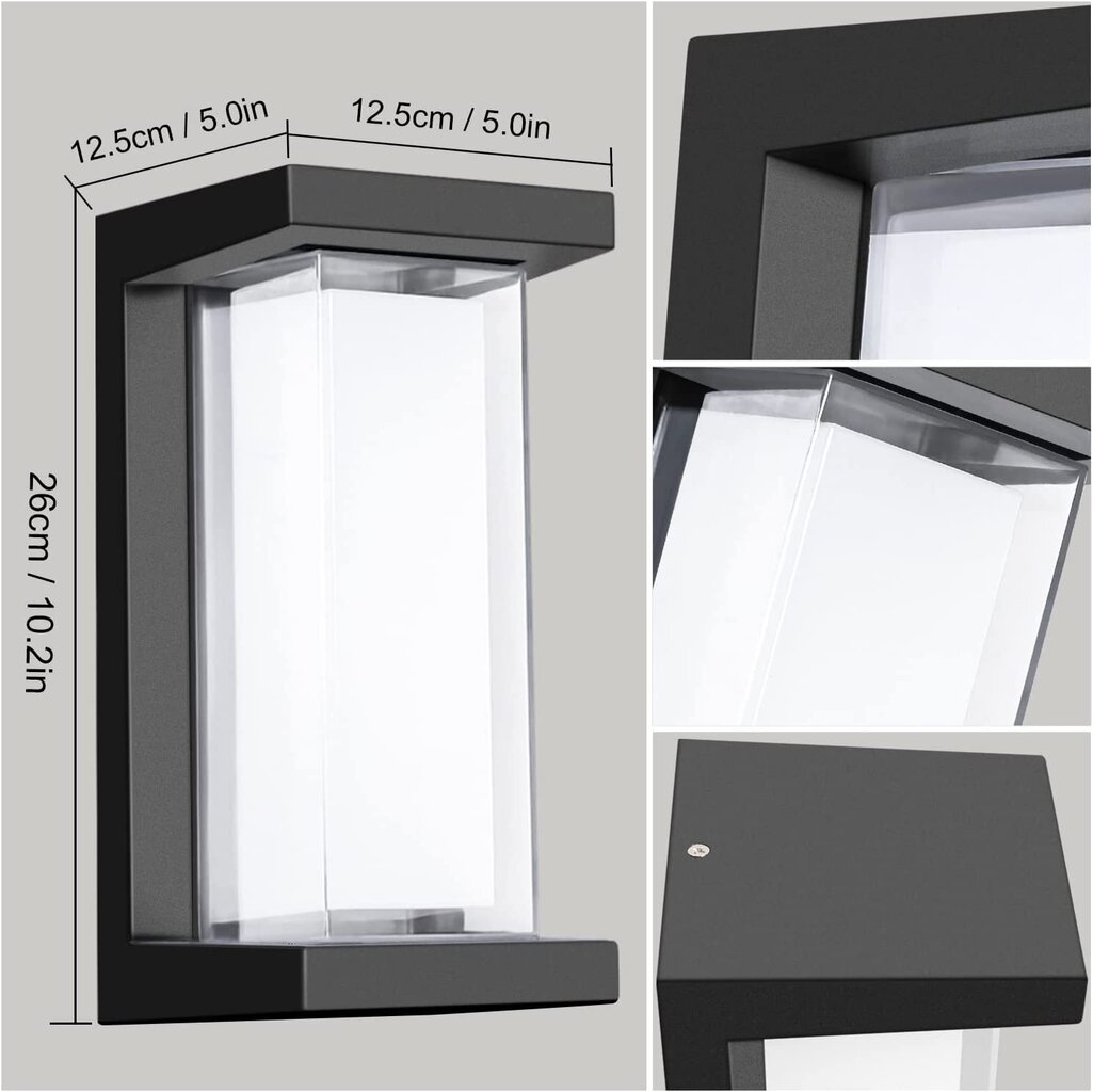 Kingwen LED-seinävalaisin, 15W, 3000K, IP65, musta hinta ja tiedot | Seinävalaisimet | hobbyhall.fi