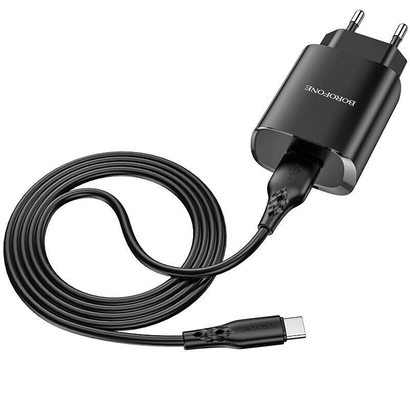 Borofone-seinälaturi BN1 Innovatiivinen - USB - 2,1A USB-C-tyypin mustaan hinta ja tiedot | Puhelimen laturit | hobbyhall.fi