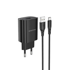 Borofone-seinälaturi BN1 Innovatiivinen - USB - 2,1A USB-C-tyypin mustaan hinta ja tiedot | Borofone Puhelimet, älylaitteet ja kamerat | hobbyhall.fi