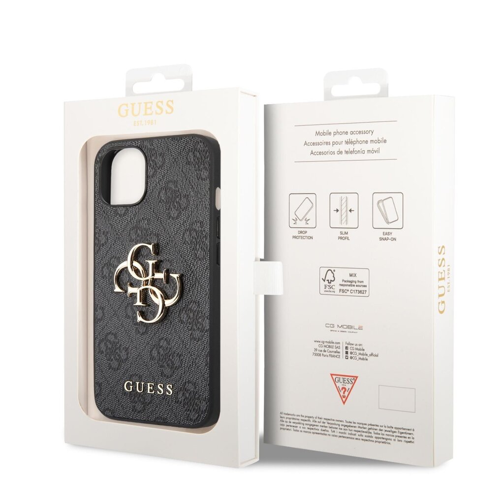 Guess PU 4G Metal Logo Case - iPhone 14 Plus , harmaa hinta ja tiedot | Puhelimen kuoret ja kotelot | hobbyhall.fi