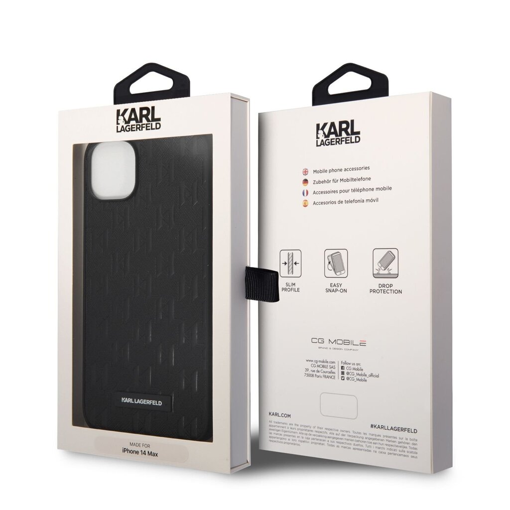 Karl Lagerfeld Saffiano Monogram -iPhone 14 Plus musta hinta ja tiedot | Puhelimen kuoret ja kotelot | hobbyhall.fi