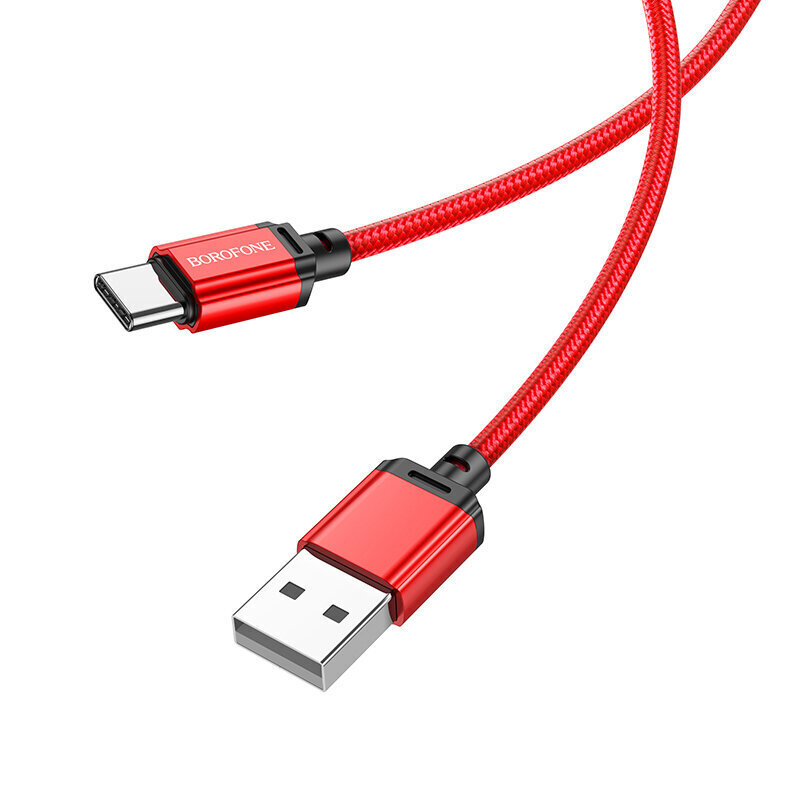 Borofone Cable BX87 Sharp - USB Type C - 3A 1 metri punainen hinta ja tiedot | Puhelinkaapelit | hobbyhall.fi