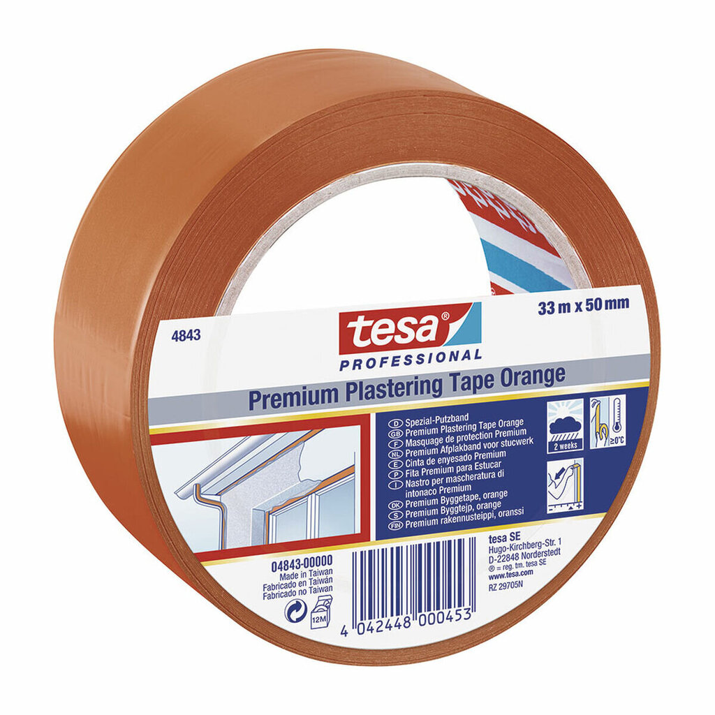 Eristysteippi TESA Revoco Premium 4843 Oranssi Luonnonkumi PVC (33 m x 50 mm) hinta ja tiedot | Käsityökalut | hobbyhall.fi