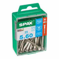 Ruuvilaatikko SPAX 4197000500602 Puuruuvi Litteä pää (5 x 60 mm) (5,0 x 60 mm) hinta ja tiedot | Käsityökalut | hobbyhall.fi