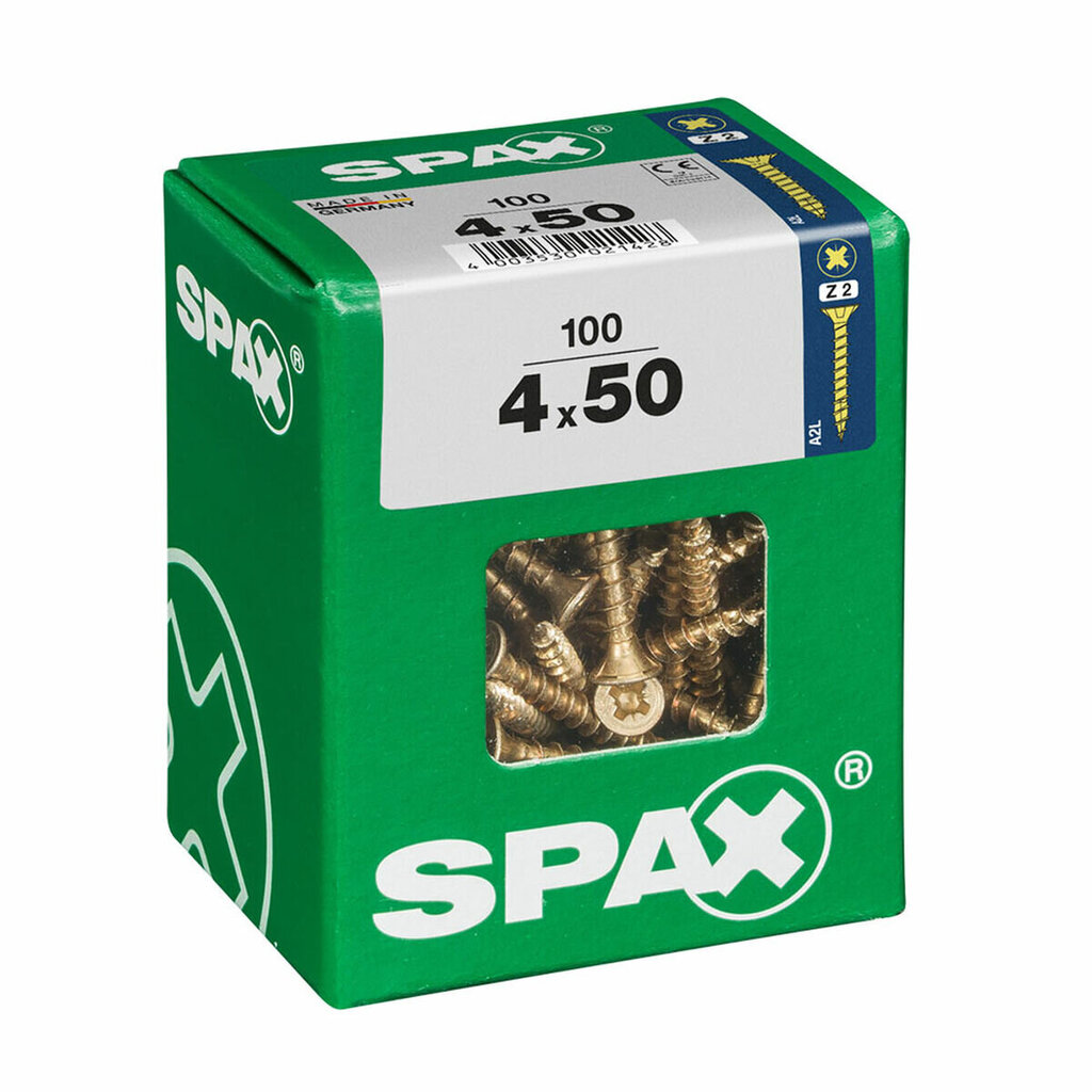 Ruuvilaatikko SPAX Puuruuvi Litteä pää (4 x 50 mm) (4,0 x 50 mm) hinta ja tiedot | Käsityökalut | hobbyhall.fi