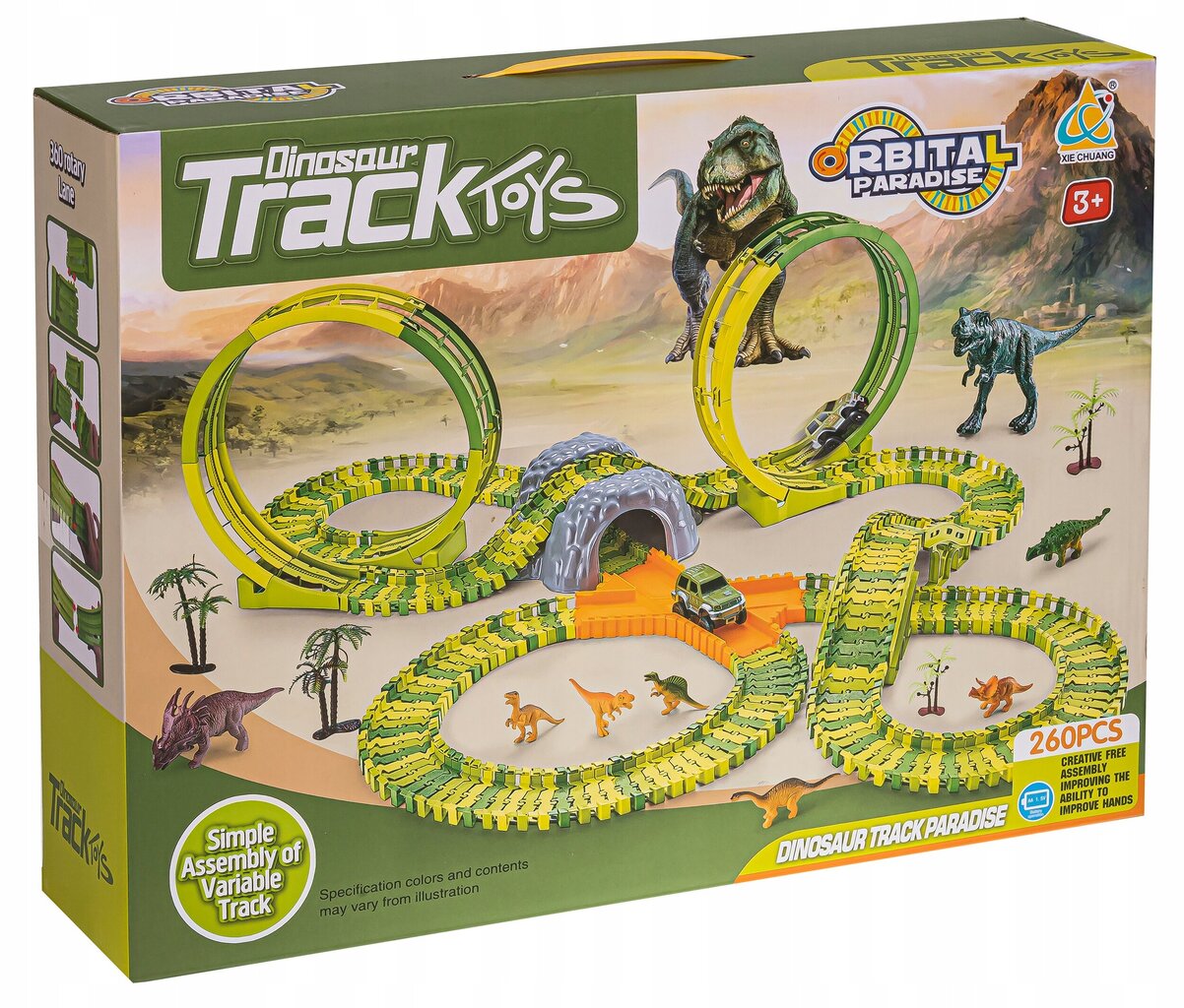 Megakilparata 2 x 360 ° Loop Dino World Track hinta ja tiedot | Kehittävät lelut | hobbyhall.fi