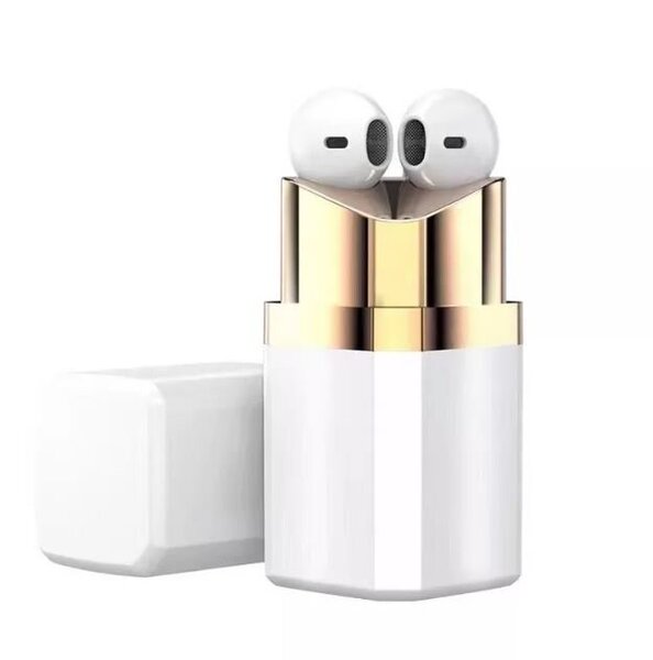 EarPods Lipstick bluetooth langattomat ministereokuulokkeet mikrofonilla, valkoinen