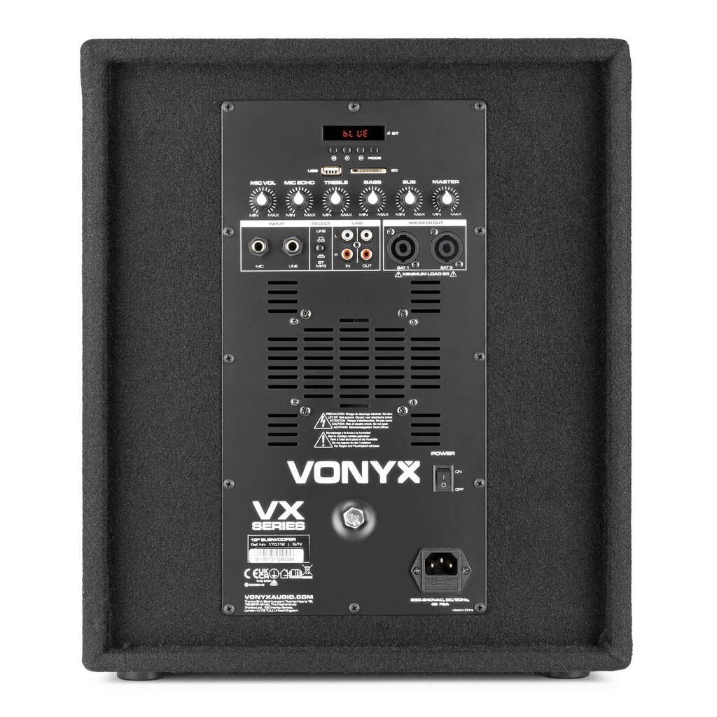 Vonyx VX0812BT 2.1 aktiivinen kaiutinsarja 12" hinta ja tiedot | Kaiuttimet | hobbyhall.fi