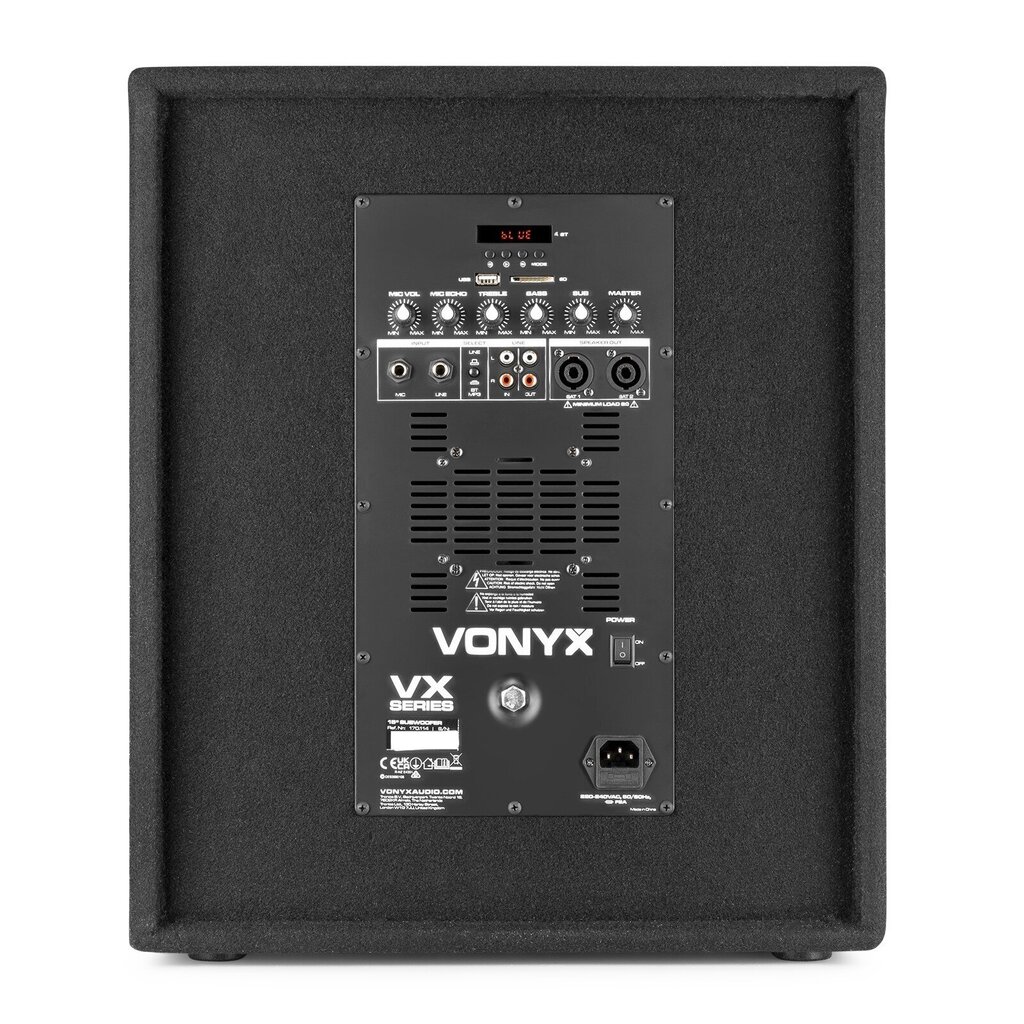 Vonyx VX1015BT 2.1 aktiivinen kaiutinsarja 15" hinta ja tiedot | Kaiuttimet | hobbyhall.fi