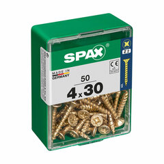 Ruuvilaatikko SPAX Puuruuvi Litteä pää (4 x 30 mm) (4,0 x 30 mm) hinta ja tiedot | Kiinnitystarvikkeet | hobbyhall.fi