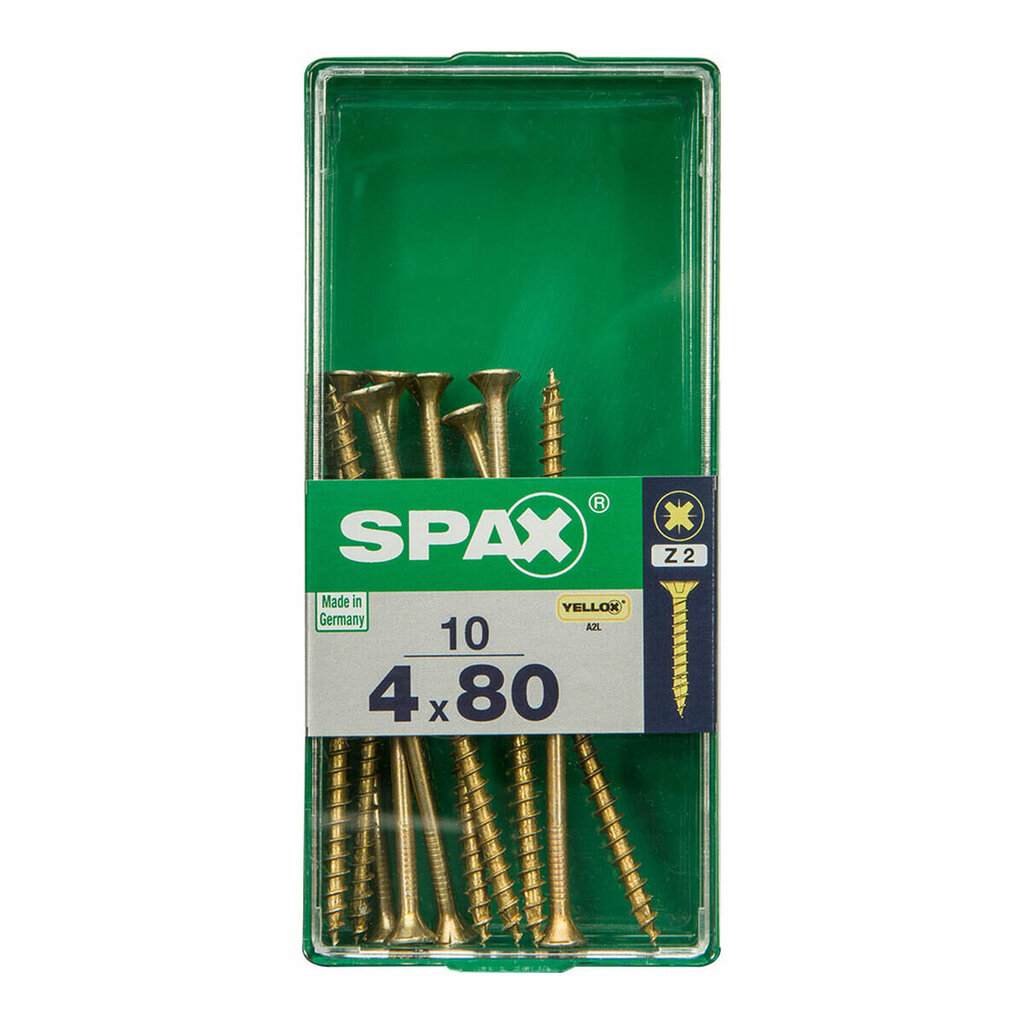 Ruuvilaatikko SPAX 4081020400802 Puuruuvi Litteä pää (4 x 80 mm) (4,0 x 80 mm) hinta ja tiedot | Kiinnitystarvikkeet | hobbyhall.fi